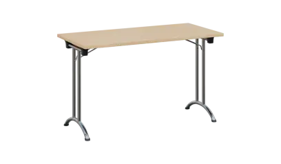 SLC 125 chrom skládací jednací stůl 1250x600, deska 25 mm, podnož chrom, deska bříza světlá